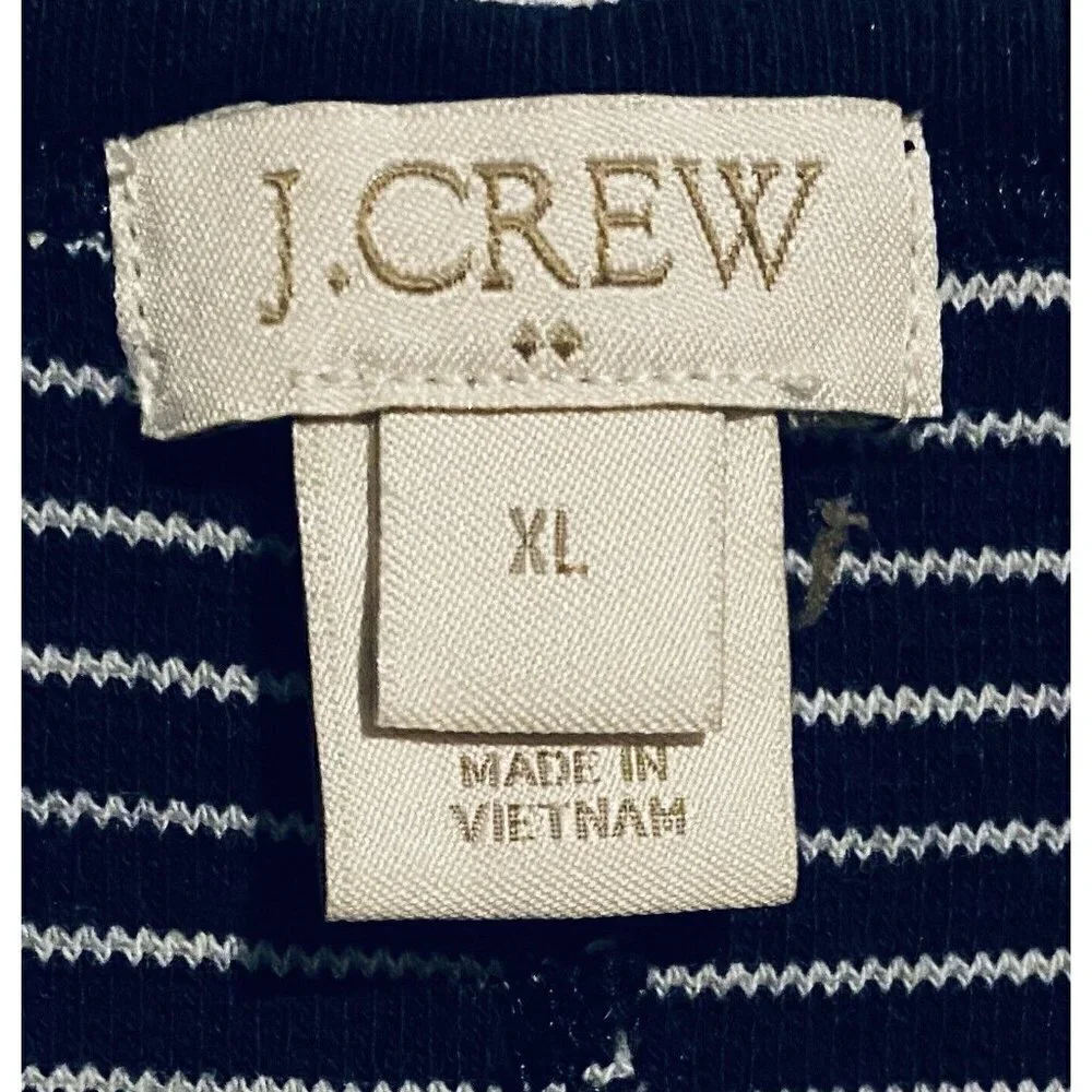 J Crew Tank Dress Womens XL Striped Sleeveless Navy Blue Nautical Cotton Stretch